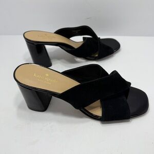 Kate Spade Black Suede / Patent Leather Criss-Cross Open Toe Heels Size 9M